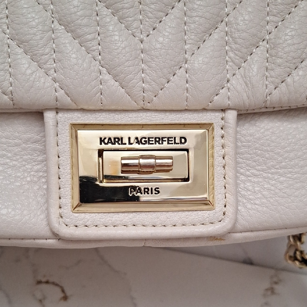 Karl Lagerfeld Paris Agyness Quilted Leather Crossbody Bag Purse - Picture 2 of 16